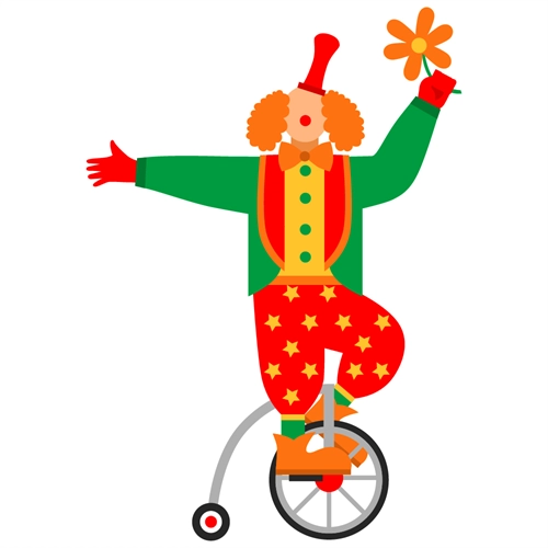 Carnival Circus Theme Clown with Unicycle Transparent Sticker